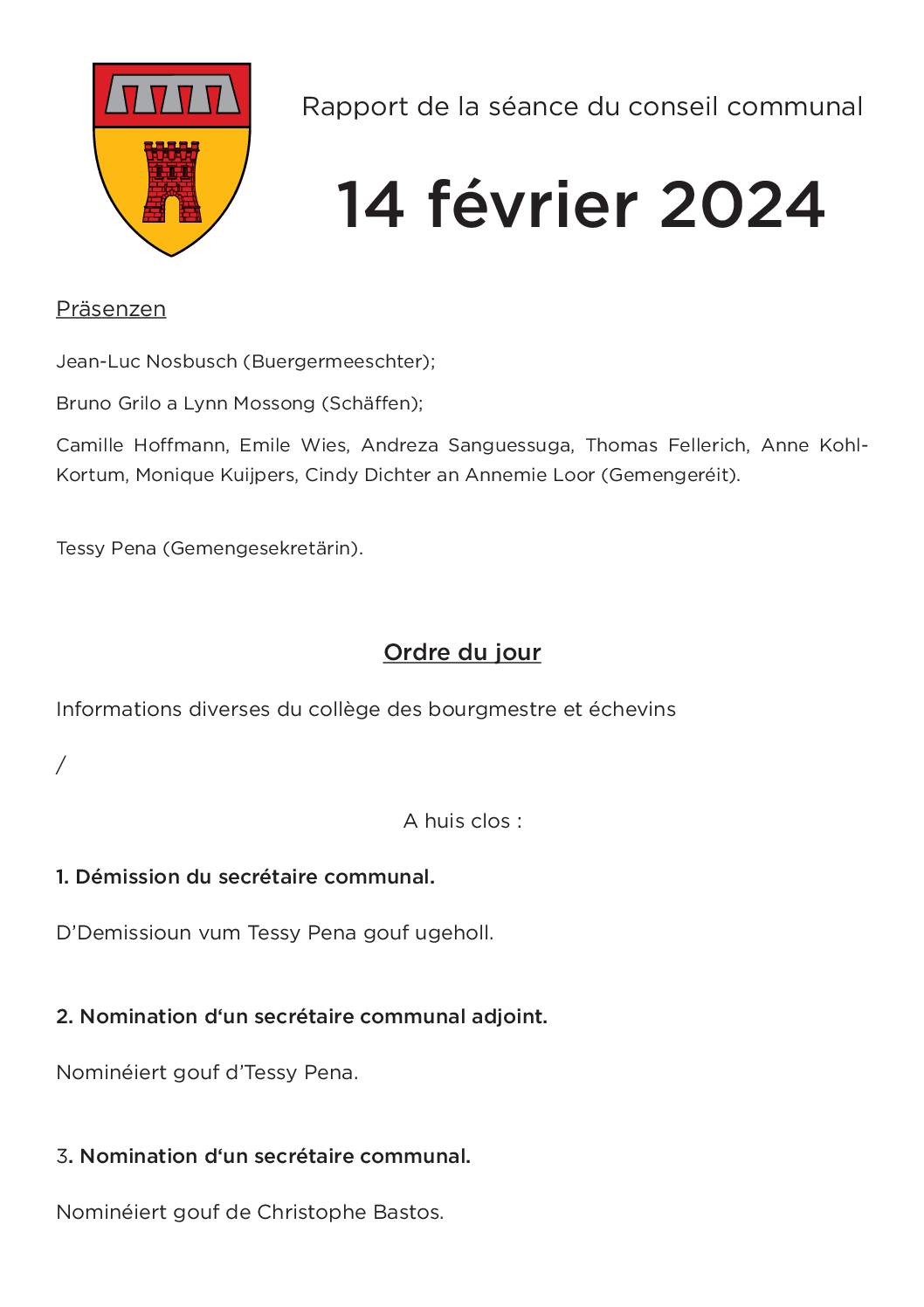Rapport Gemengerotssëtzung 14.02.2024