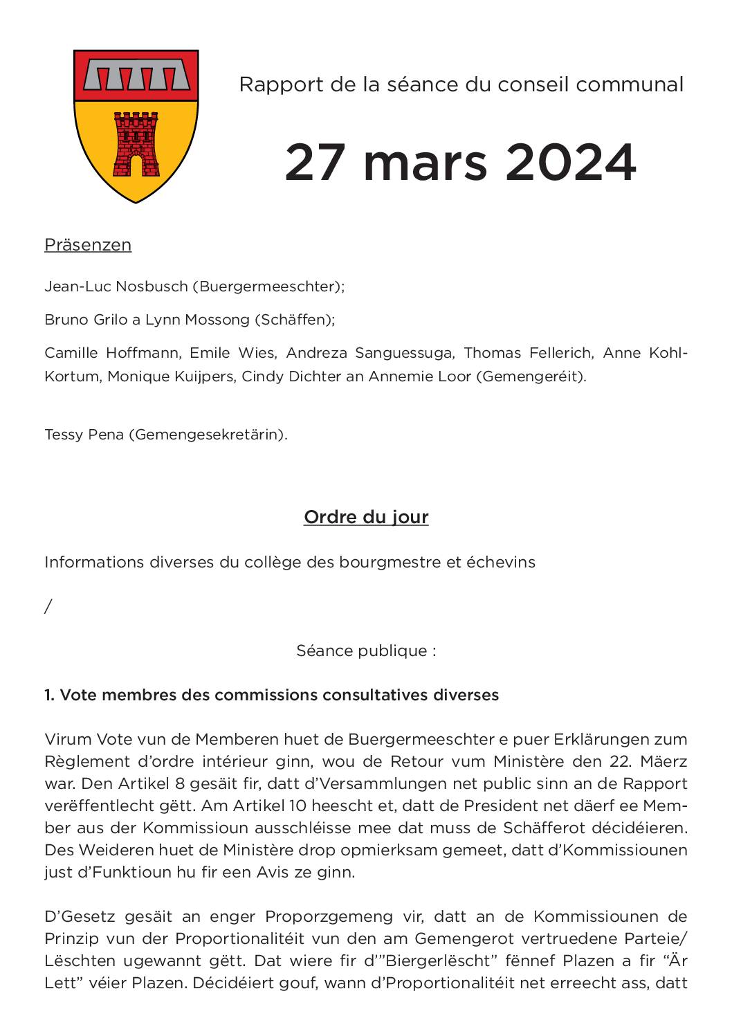 Rapport Gemengerotssëtzung 27.03.2024