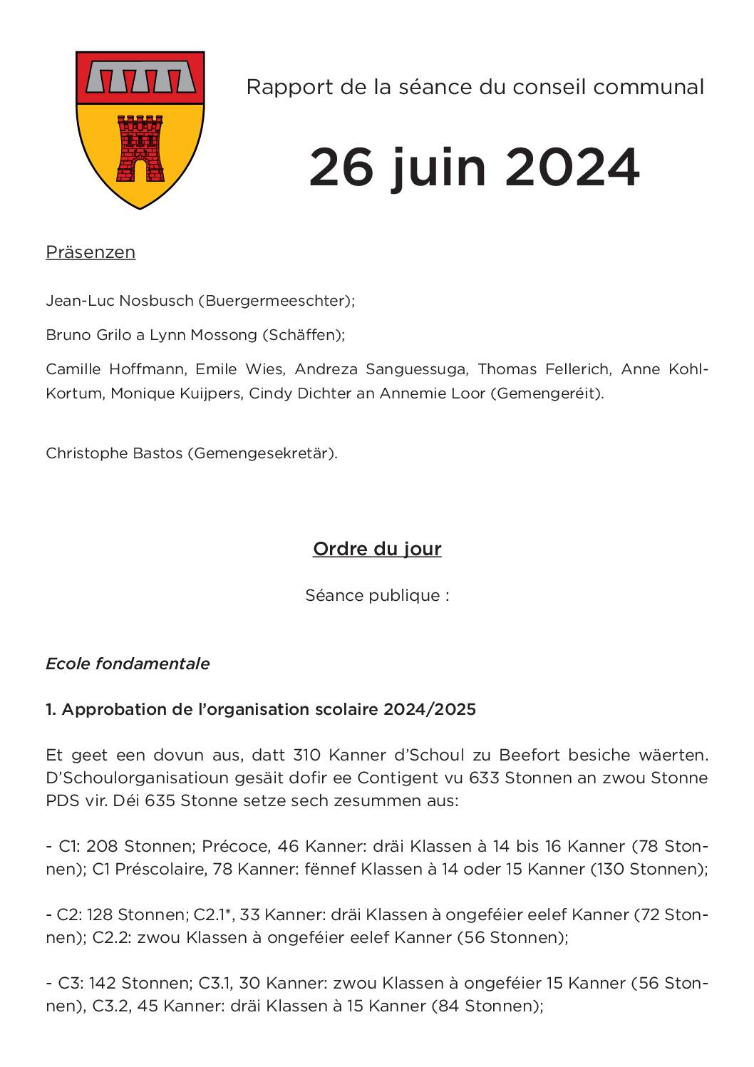 Rapport Gemengerotssëtzung 26.06.2024