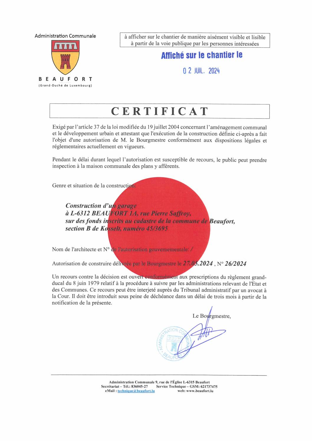 Certificat – 26-2024