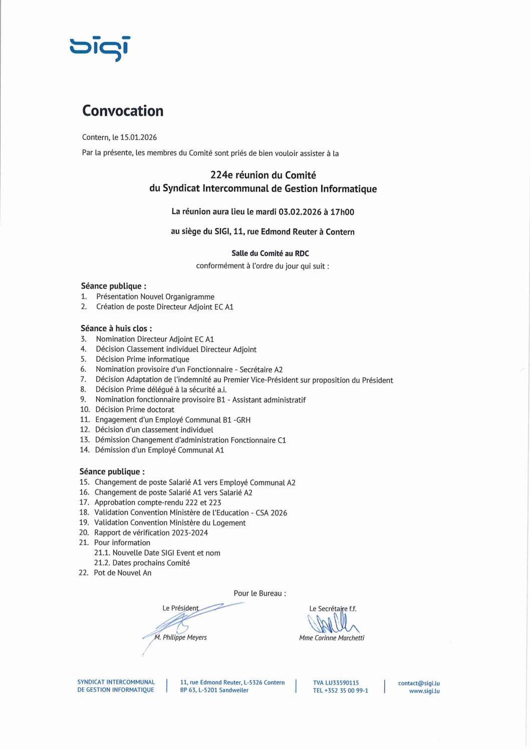 Convocation Sigi 03.02.2026