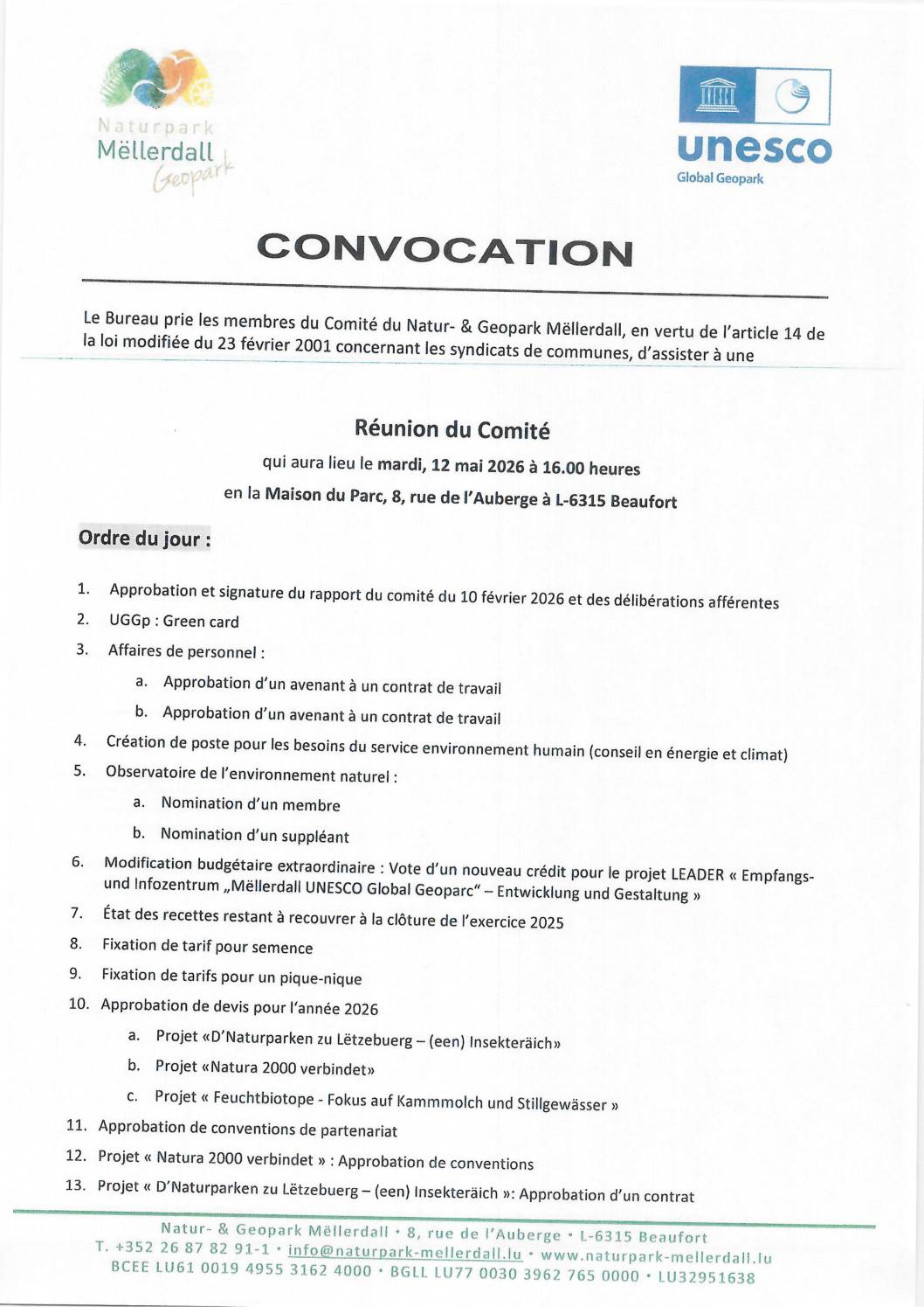 Convocation : Réunion du comité 12.05.26 NGPM