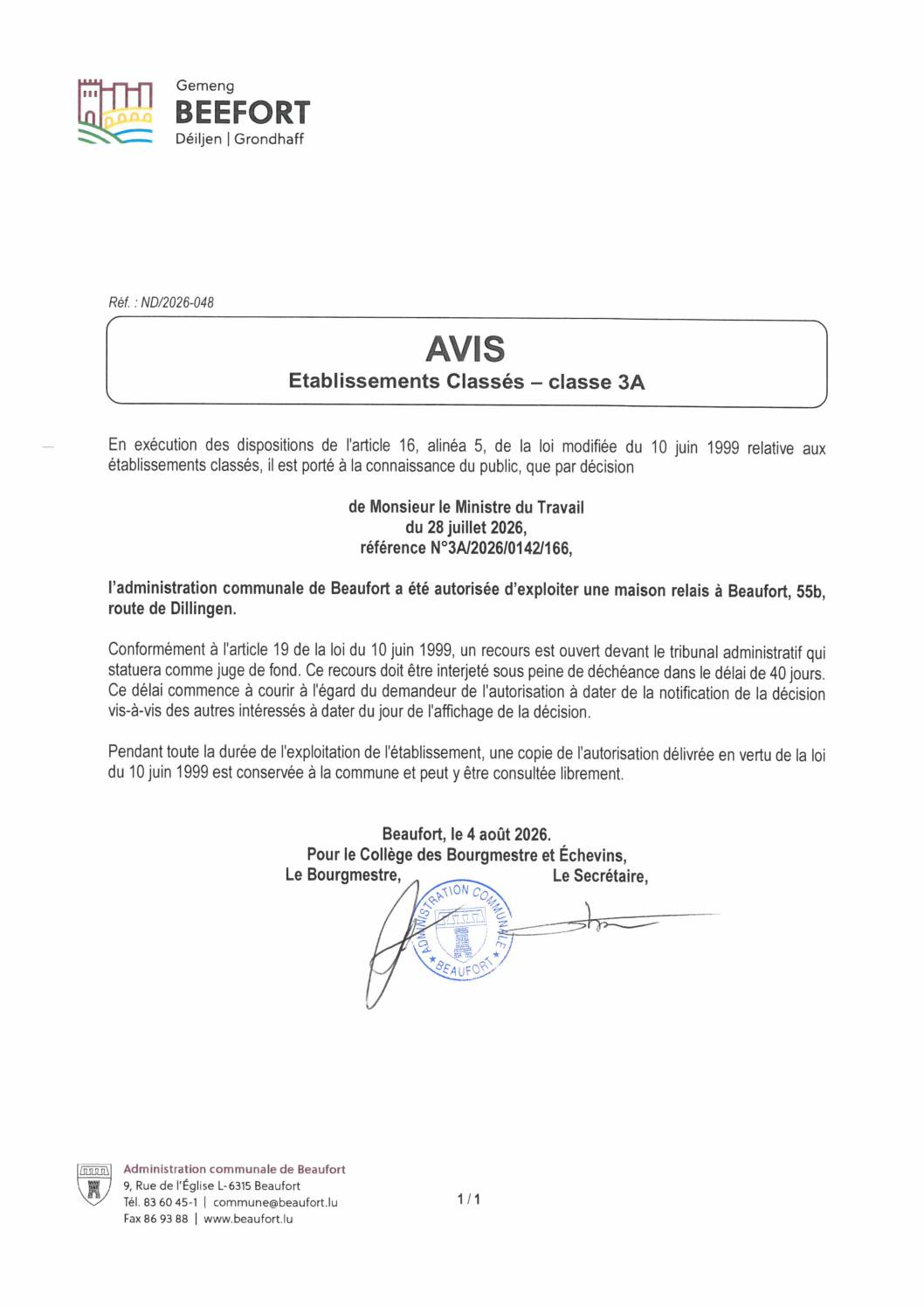 Autorisation d'exploitation d'une maison relais