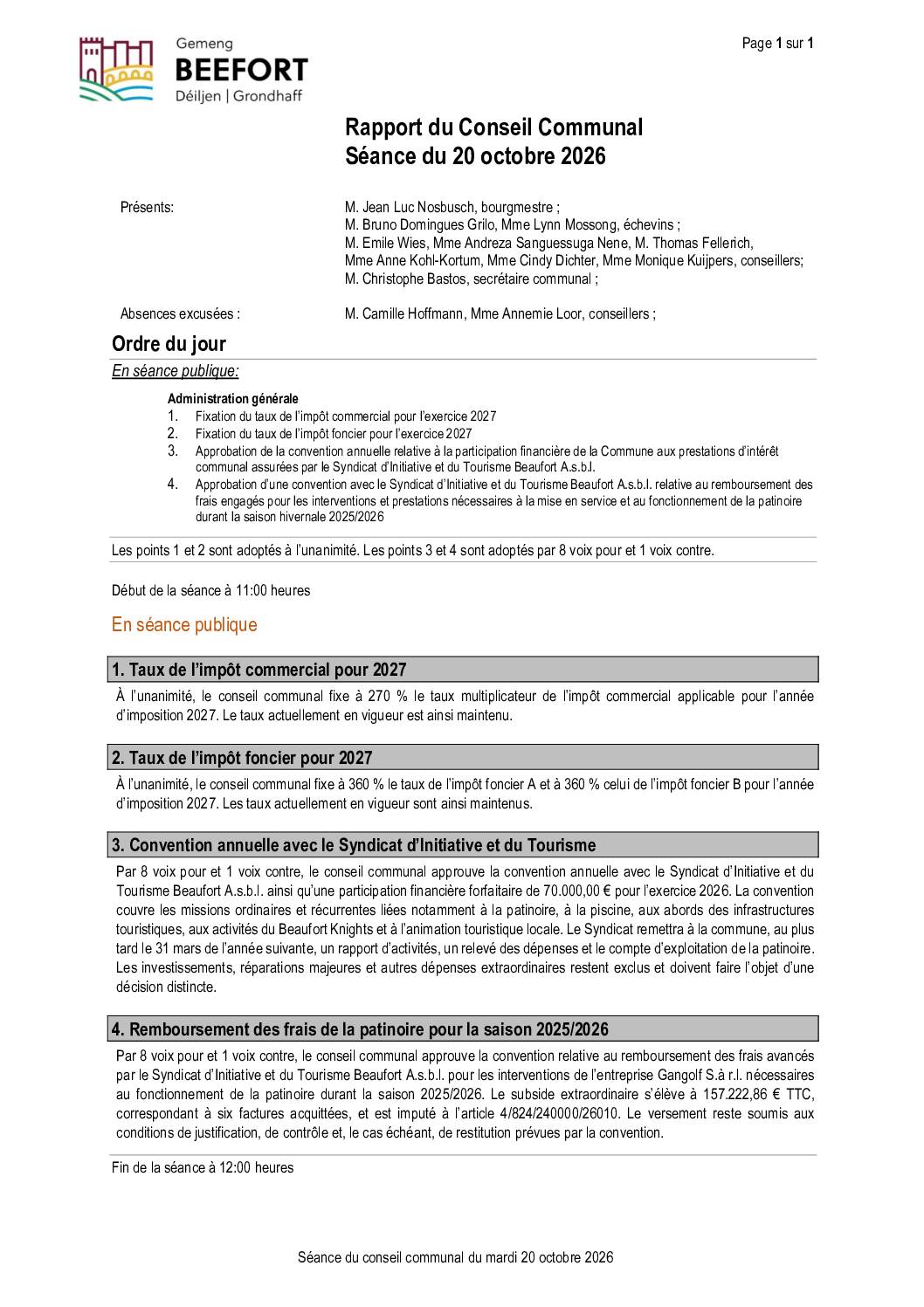 Rapport (F) 20.10.2026